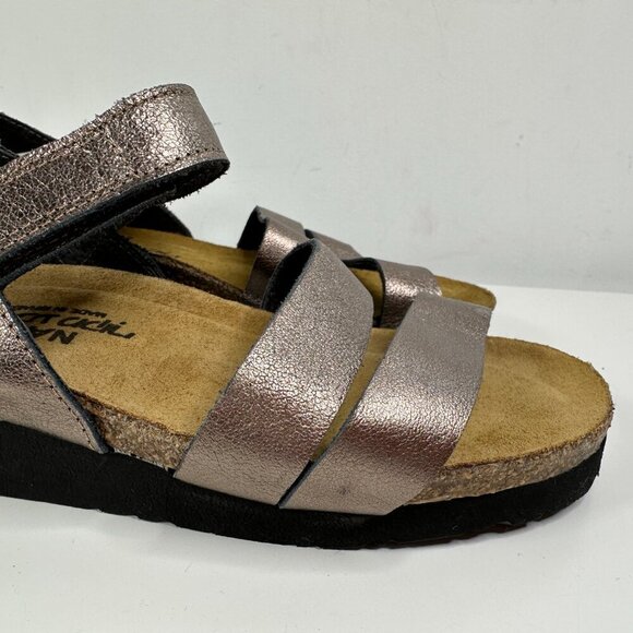 Naot Kayla Striped Sandal Pink / Gold Leather , Sz 38 / US 7 - Picture 5 of 15